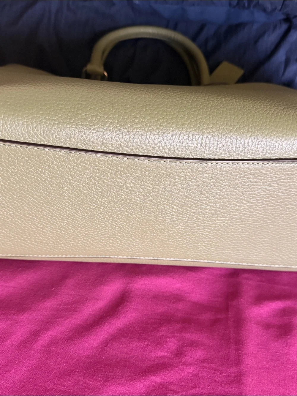 Coach Olive Green Pebbled Leather Satchel with Detachable Strap